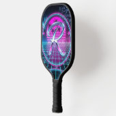 Luxury Neon Chrome Initial Monogram Retro Pickleball Paddle (Links)