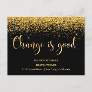 Luxury New Home Address Gold Glitter kondiging Aankondigingskaart
