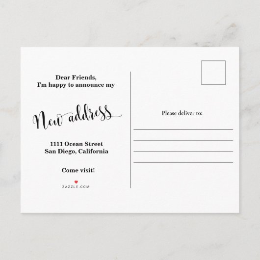 Luxury New Home Address Gold Glitter kondiging Aankondigingskaart (Achterkant)