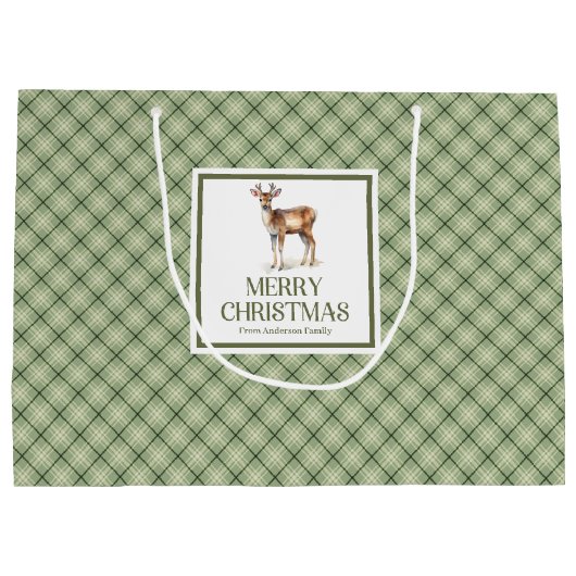 Luxury Nordic Christmas Gift Bag Gold Script Style Groot Cadeauzakje (Achterkant)