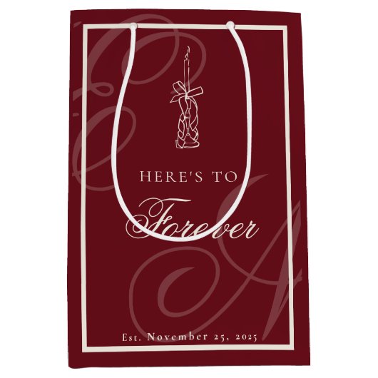 Luxury Old Money Monogram Calligraphy Wedding Medium Cadeauzakje (Voorkant)