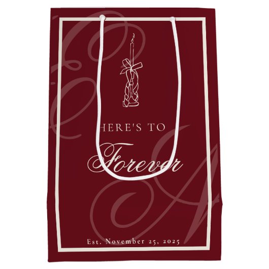 Luxury Old Money Monogram Calligraphy Wedding Medium Cadeauzakje (Achterkant)