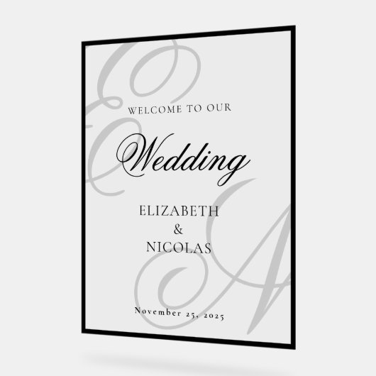 Luxury Old Money Monogram Wedding Welcome Acryl Bord (Hoek)