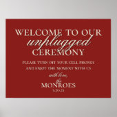 Luxury Old Money Red Unplugged Wedding Ceremony Poster (Voorkant)