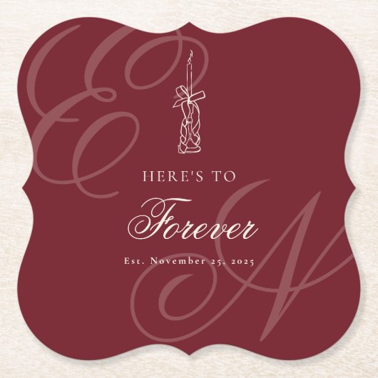 Luxury Old Money Retro Calligraphy Wedding Kartonnen Onderzetters (Voorkant)