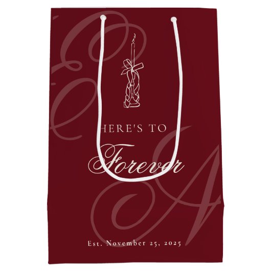 Luxury Old Money Retro Calligraphy Wedding Medium Cadeauzakje (Achterkant)