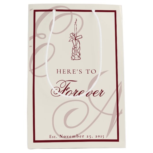 Luxury Old Money Retro Calligraphy Wedding Medium Cadeauzakje (Voorkant)