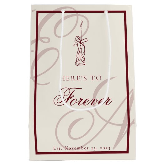 Luxury Old Money Retro Calligraphy Wedding Medium Cadeauzakje (Achterkant)