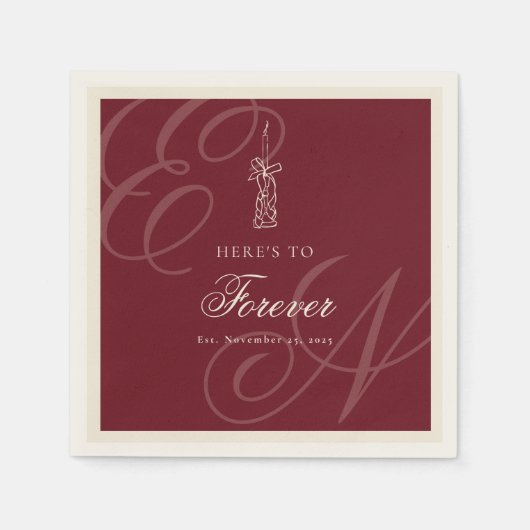 Luxury Old Money Retro Calligraphy Wedding Servet (Voorkant)