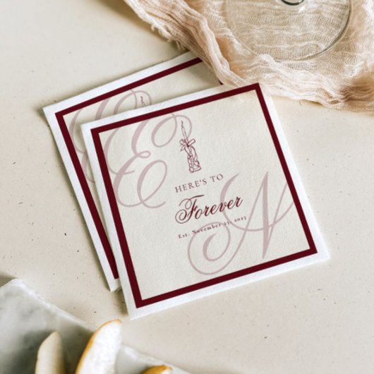 Luxury Old Money Retro Monogram Wedding Servet