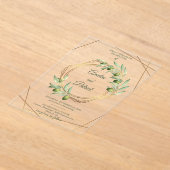 Luxury Olive Branch Geometric Gold Wedding Acryl Uitnodigingen (Laagn)