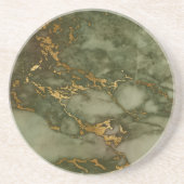 Luxury Olive Green en Gold Marble Zandsteen Onderzetter (Voorkant)