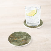 Luxury Olive Green en Gold Marble Zandsteen Onderzetter (Zijkant)