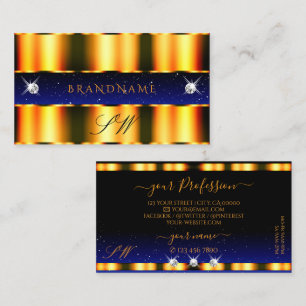 Luxury Oranje Blue Sparkle Jewels Monogram Visitekaartje