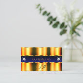 Luxury Oranje Blue Sparkle Jewels Monogram Visitekaartje (Staand voorkant)