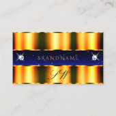 Luxury Oranje Blue Sparkle Jewels Monogram Visitekaartje (Voorkant)
