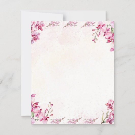 Luxury Orchid Floral Watercolor Pink Blank Card (Voorkant)