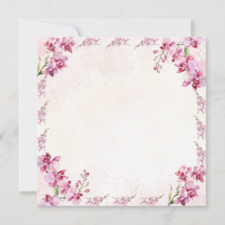 Luxury Orchid Floral Watercolor Pink Blank Card
