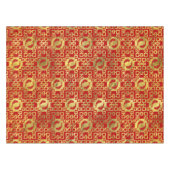 Luxury Oriental Gold op Red Koi Fish Pattern Tafelkleed (Voorkant (Horizontaal))