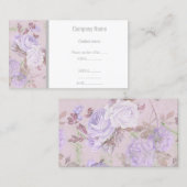 LUXURY PAARS LILA FLORAL SILVER VISITEKAARTJE (Voorkant / Achterkant)