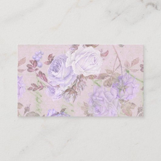 LUXURY PAARS LILA FLORAL SILVER VISITEKAARTJE (Achterkant)