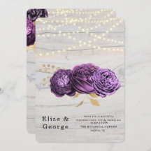 Luxury Paarse Floral Wood String Lights Wedding