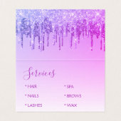 Luxury Paarse Glitter en Sparkle Visitekaartje (Binnenkant ongevouwen)