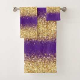 Luxury Paarse Gold Glitter Bad Handdoek