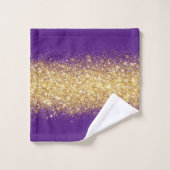 Luxury Paarse Gold Glitter Bad Handdoek (Wasdoekje)