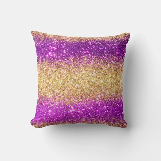 Luxury Paarse Gold Glitter Kussen (Voorkant)