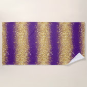 Luxury Paarse Gold Glitter Strandlaken (Voorkant)