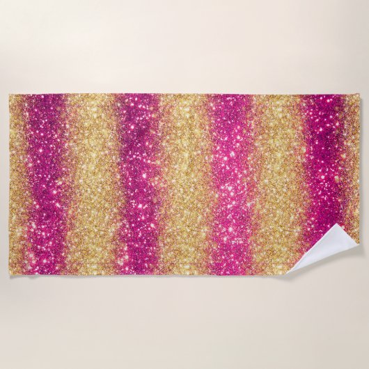 Luxury Paarse Gold Glitter Strandlaken (Voorkant)