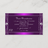 Luxury Paarse Ombre  Sparkle Jewels Monogram Visitekaartje (Achterkant)