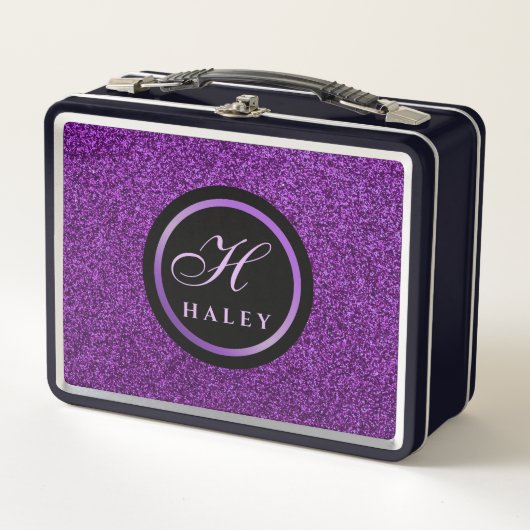 Luxury Paarse Sparkles Glitter Monogrammed Initiaa (Voorkant)
