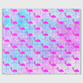LUXURY PASTEL GLITTER SPLATTER FLAMINGO CADEAUPAPIER (Vlak)