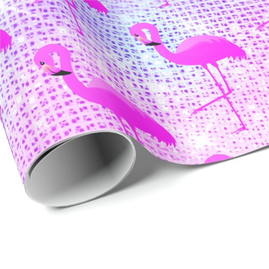 LUXURY PASTEL GLITTER SPLATTER FLAMINGO CADEAUPAPIER (Rol Hoek)