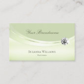 Luxury Pastel Sage Green met foto en diamant Visitekaartje (Voorkant)