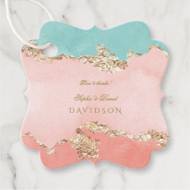 Luxury Pastel Waterverf Gold Foil Wedding Bedankjes Labels