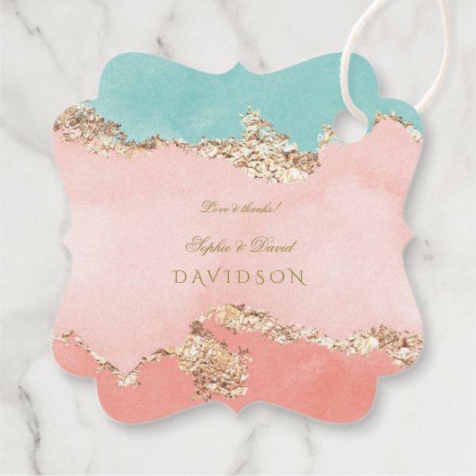 Luxury Pastel Waterverf Gold Foil Wedding Bedankjes Labels (Achterkant)