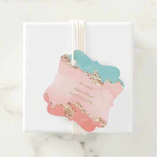 Luxury Pastel Waterverf Gold Foil Wedding Bedankjes Labels (In situ)