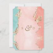 Luxury Pastel Waterverf Gold Foil Wedding Kaart (Achterkant)
