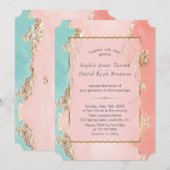Luxury Pastel Waterverf Gold Foil Wedding Kaart (Voorkant / Achterkant)