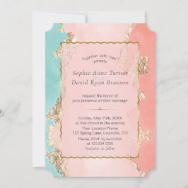 Luxury Pastel Waterverf Gold Foil Wedding Kaart