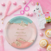 Luxury Pastel Waterverf Gold Foil Wedding Papieren Bordje (Feest)