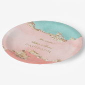 Luxury Pastel Waterverf Gold Foil Wedding Papieren Bordje (Gekanteld)