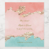 Luxury Pastel Waterverf Gold Foil Wedding Wijn Etiket (Enkel label)