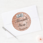 Luxury Peach Roos Gold Glitter Stars Dank u Ronde Sticker (Envelop)