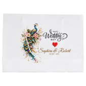 Luxury Peacock Floral – (Custom Name & Date) Groot Cadeauzakje (Achterkant)