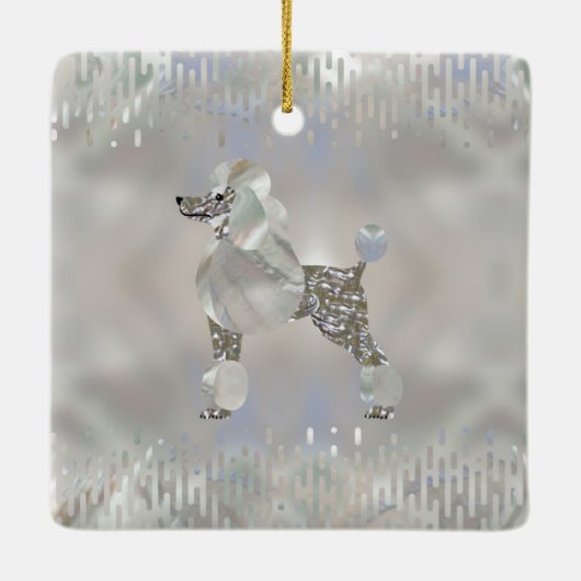 Luxury Pearl en Abalone Poodle Keramisch Ornament (Achterkant)