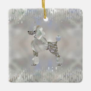 Luxury Pearl en Abalone Poodle Keramisch Ornament